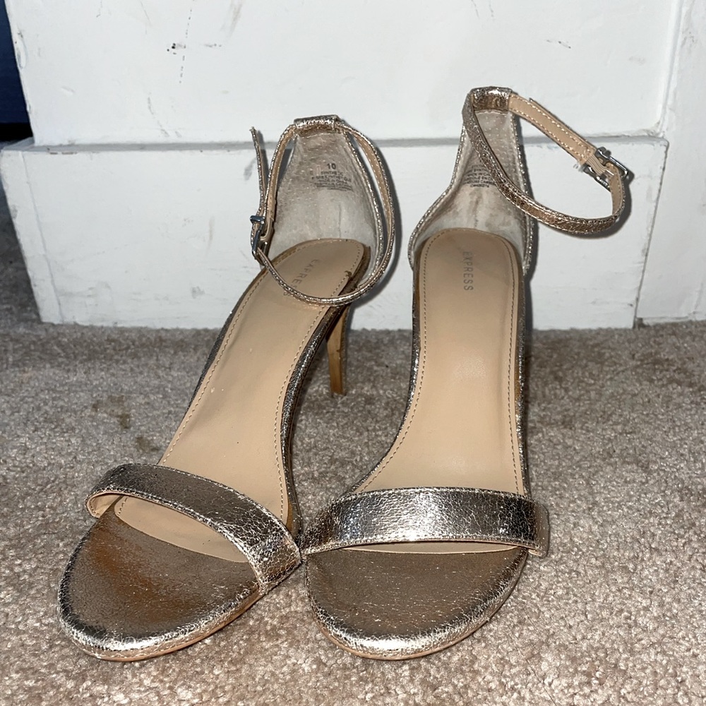 Rose gold crinkle stiletto heels